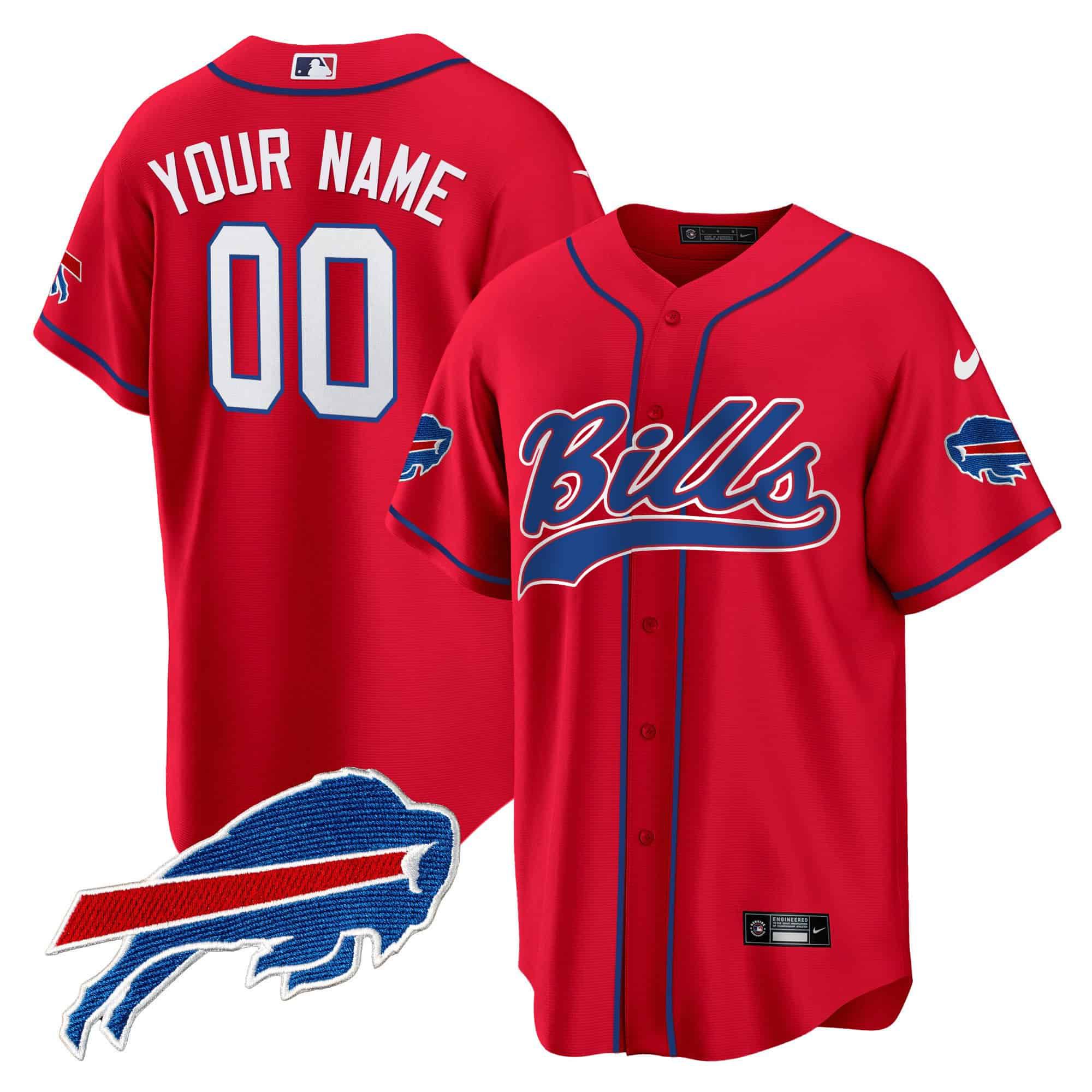 Men Buffalo Bills Red 2024 Nike Baseball Custom NFL Jersey
